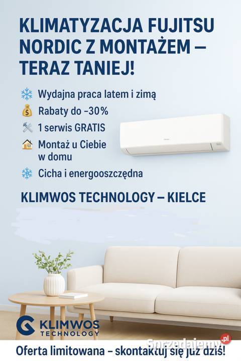 KLIMATYZACJA FUJITSU NORDIC Z MONTAŻEM TERAZ Kielce