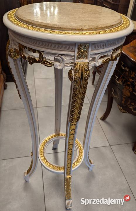 Piękny wysoki stolikkwietnik ecru złoconywys111 Dąbrowa Górnicza