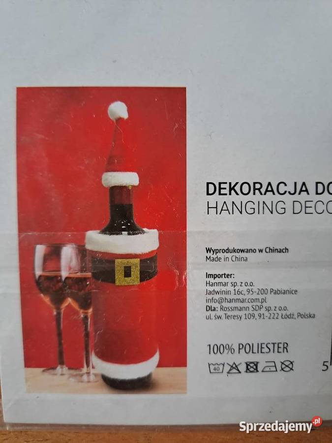 Mikołaj Dekoracja na butelkę wina Strój mikołaja Warszawa
