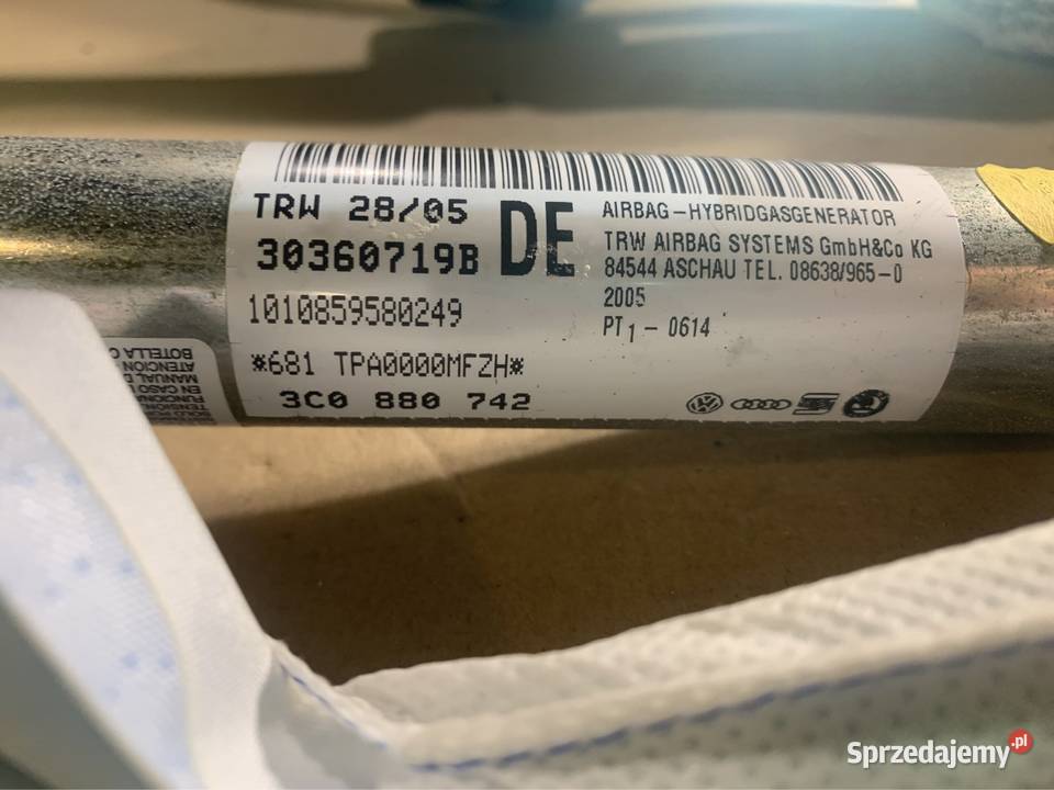 Kurtyna airbag prawa 3C0880742 vw passat b6 Szczecin