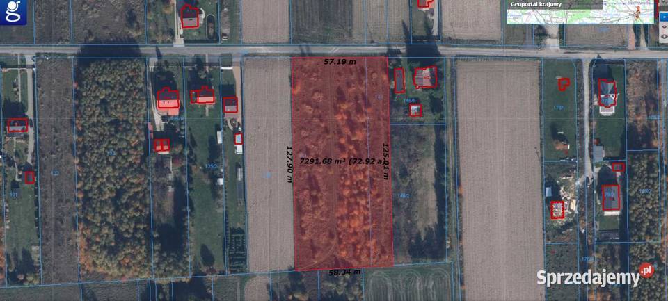 Działka budowlana 7300m2 Dobrzelów