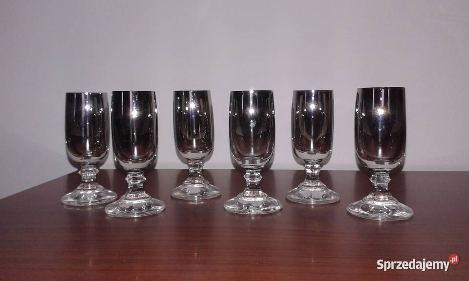 Kieliszki do wódki 6 szkło dymione platyną efekt Warszawa