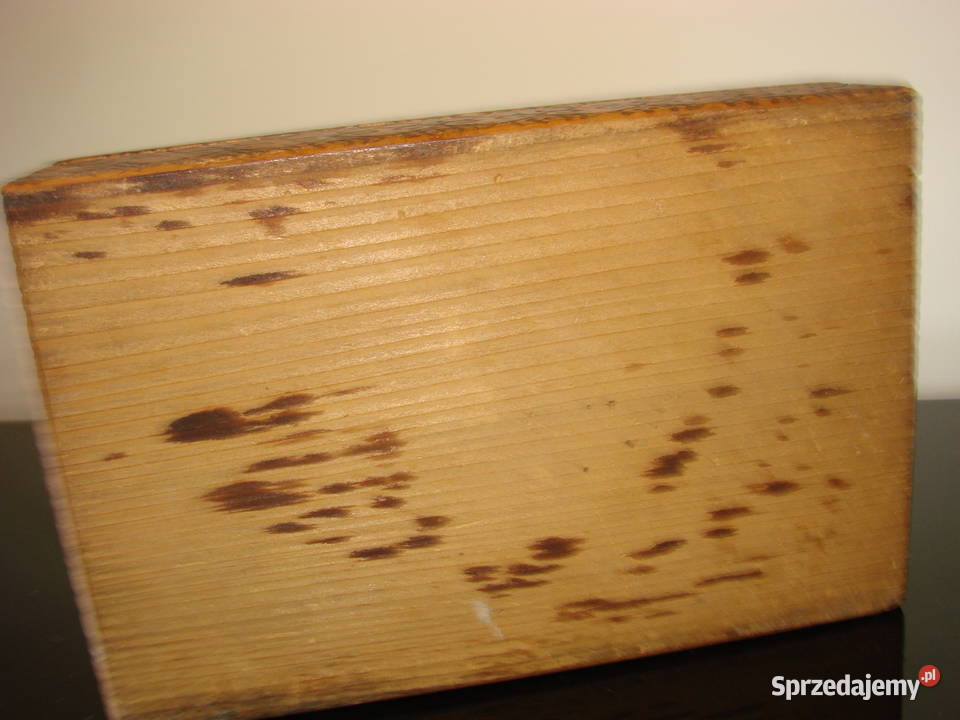 drewniana pudełko PRL Pruszcz Gdański