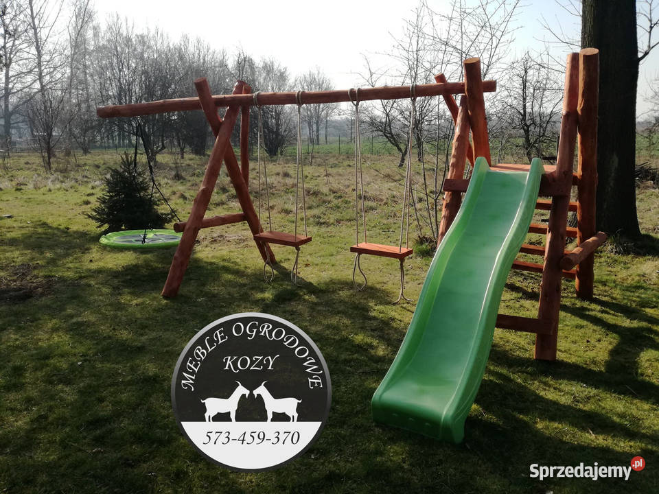 PROMOCJA Huśtawka drewniana z grubych bali plac Meble ogrodowe