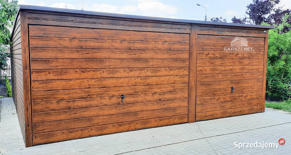 GARAŻ BLASZANY 6m x 6m SPAD TYŁ 2X BRAMA UCHYLNA