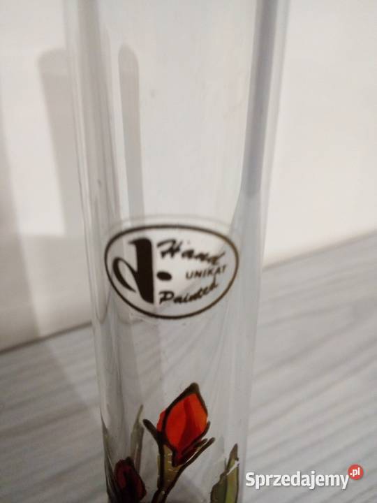 Przepiękny szklany wazon ręcznie malowany Częstochowa sprzedam