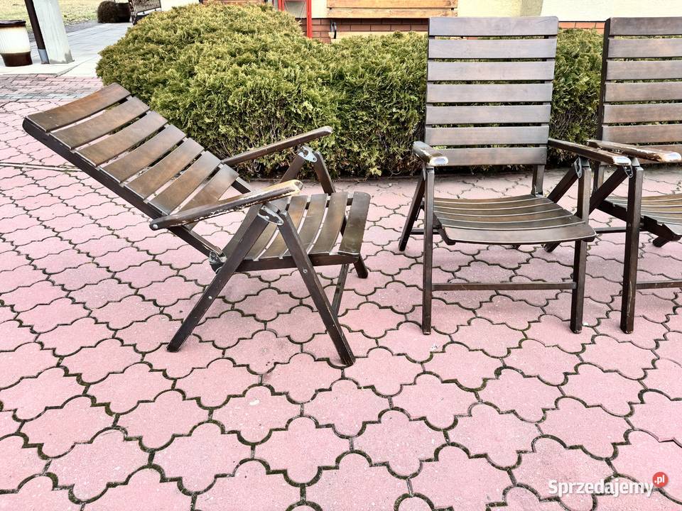 Leżak ogrodowy drewniany brązowy regulowany Garwolin sprzedam