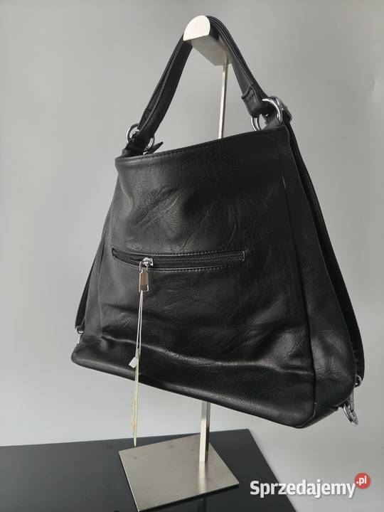 Czarna torebka z funkcją plecaka mieści A4 Trzebinia sprzedam