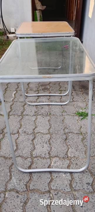 Stolik turystyczny PRL campingowy szklany firmy inny kolor Łódź sprzedam