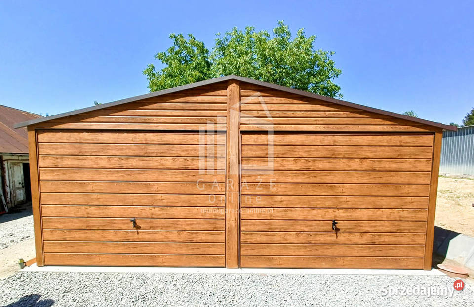 GARAŻ BLASZANY 6m x 6m dwuspadowy 2x Brama drzwi Łódź