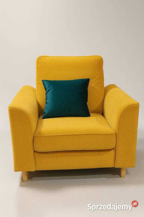 Fotel żółty do salonu tapicerowany promocja 83cm Wrocław