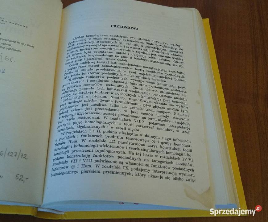 Wstęp do algebry homologicznej Stanisław Rok wydania 1972 Gdańsk sprzedam