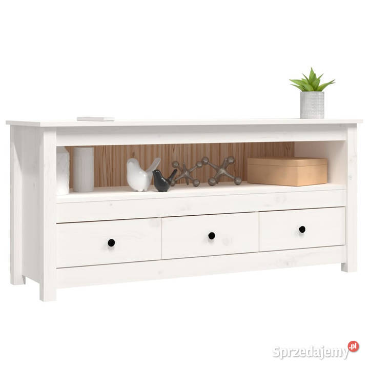 Szafka pod telewizor biała 114x35x52 lite drewno Warszawa