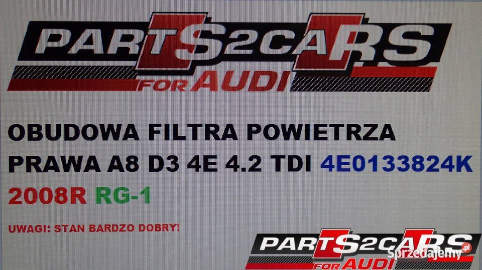 AUDI A8 D3 OBUDOWA FILTRA POWIETRZA 4E0133824K Przemęt