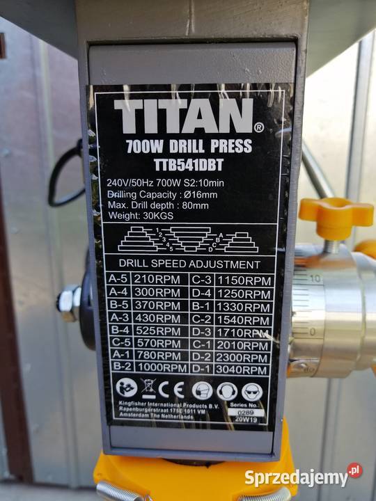 WIERTARKA STOŁOWA KOLUMNOWA TITAN TTB541DBT 700W wielkopolskie Wyrzeka sprzedam