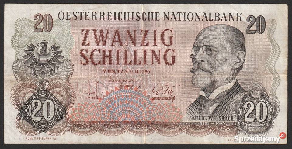 AUSTRIA 20 SCHILLING 1956 AUER VON WELSBACH CD Łódź