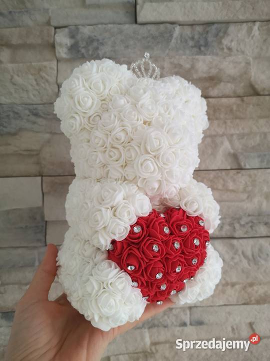 Miś z róż piankowych z diamentowym sercem wys25 Otrębusy