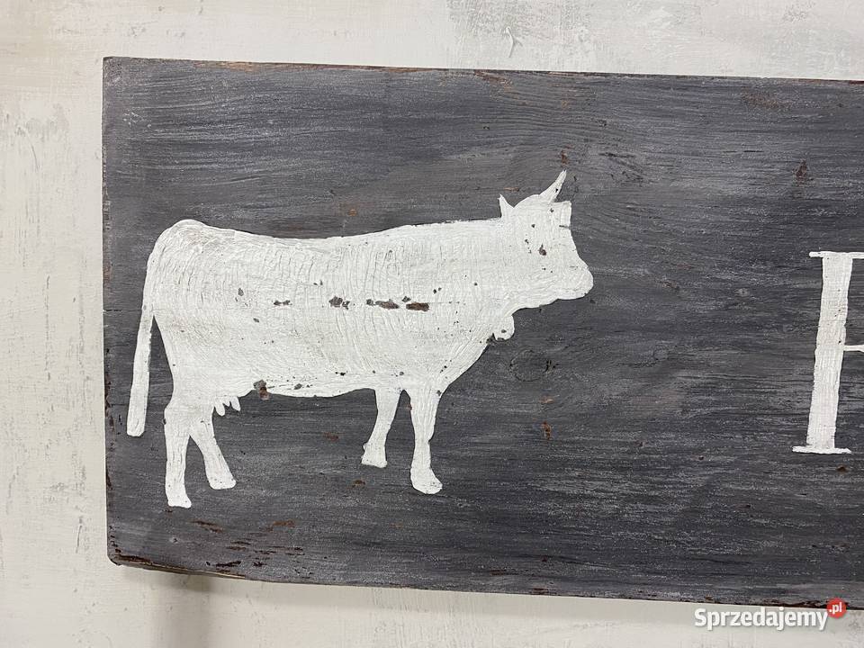 Szyld Farmhouse grafika krówki ręcznie malowany Śrem