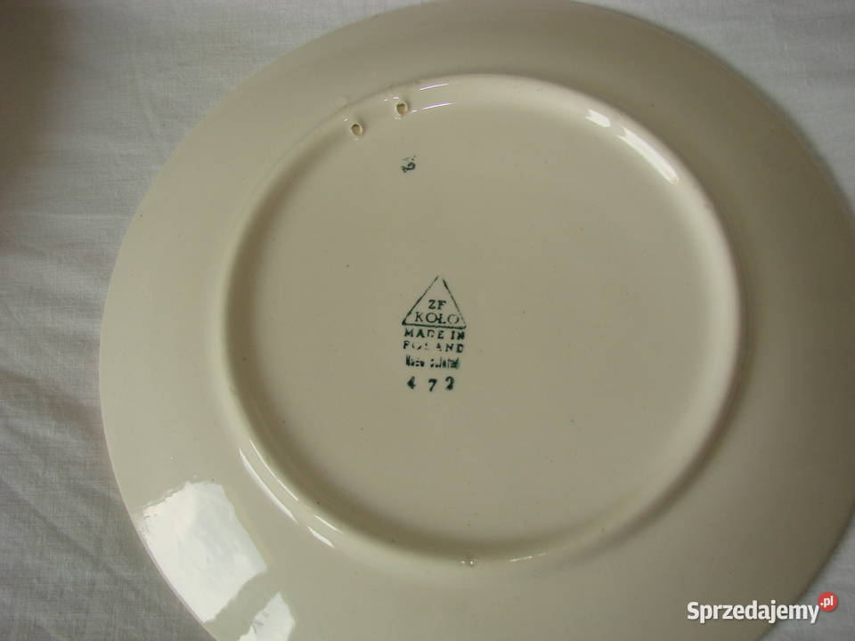 Koło fajansowy talerz dekoracyjny PRL Pruszcz Gdański