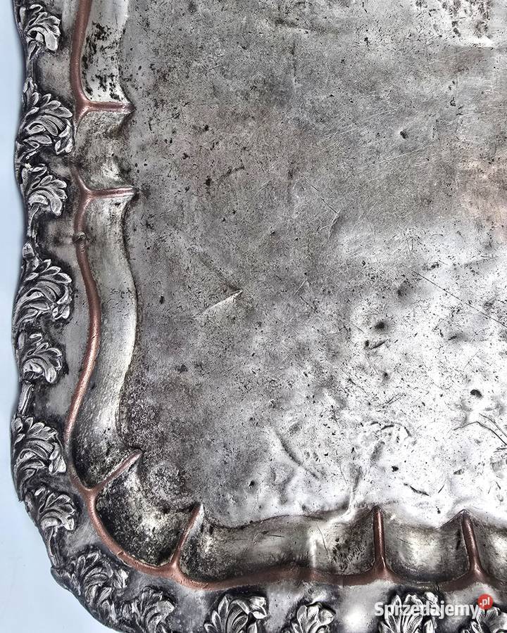 Zabytkowa taca warszawski plater sygnatura Antyki Bronisze