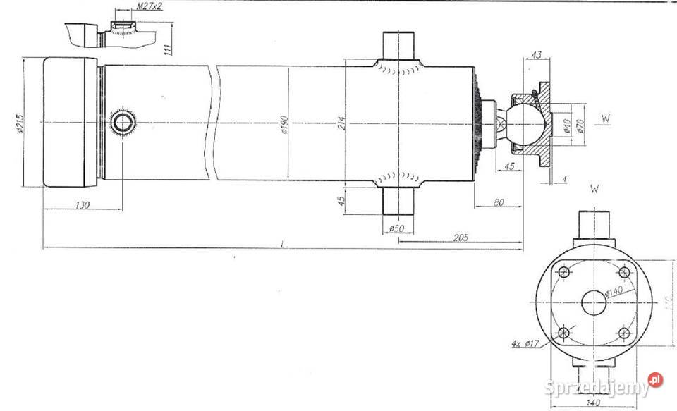 Cylinder wywrotu 622mmskok 2150mm38ton