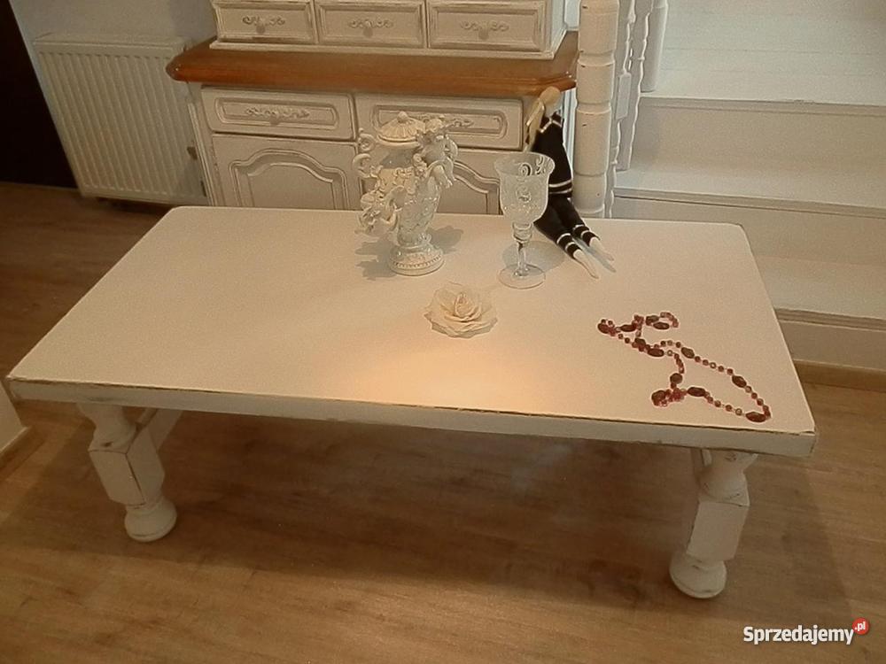 Ława niski stolik shabby chic prowansja biała dolnośląskie Lubin