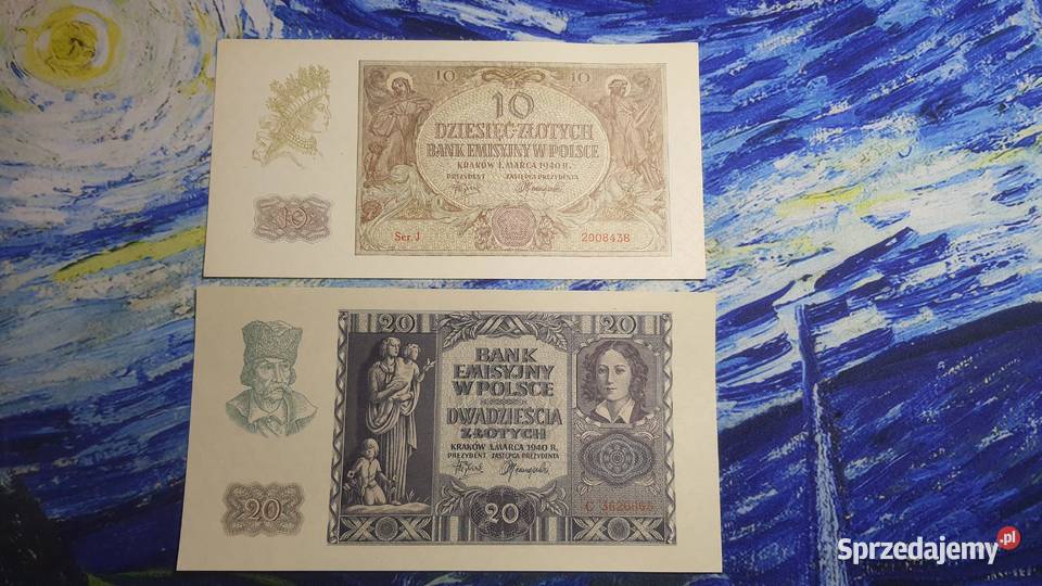 Unikatowy zestaw banknotów GG Bank Emisyjny 1940 mazowieckie Warszawa