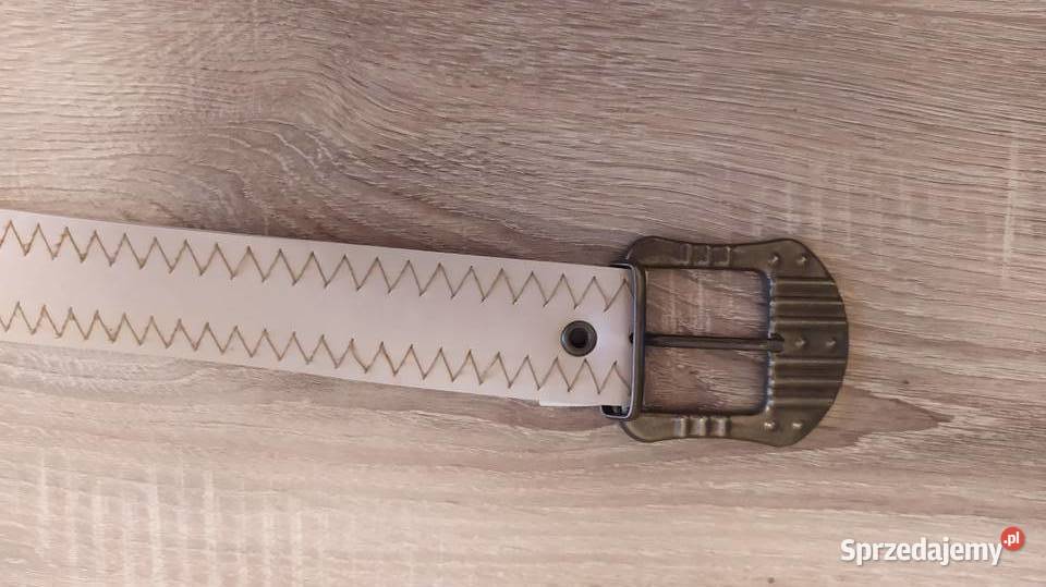 Pasek damski SKÓROPODOBNY beżowy 3.5cm