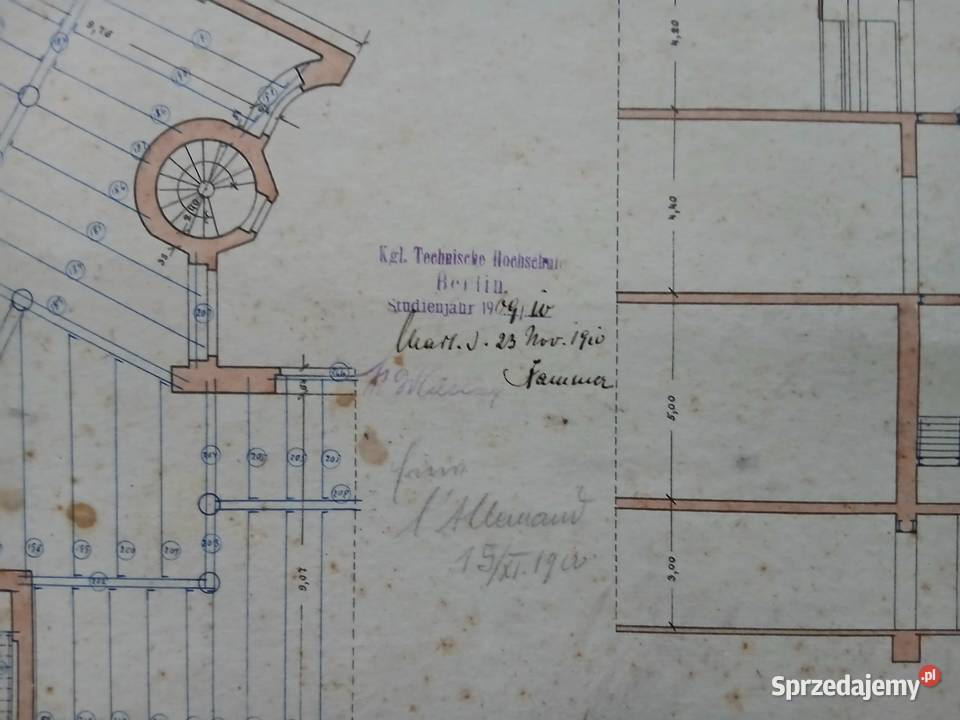 Stary projekt budynku plansza architektura Warszawa