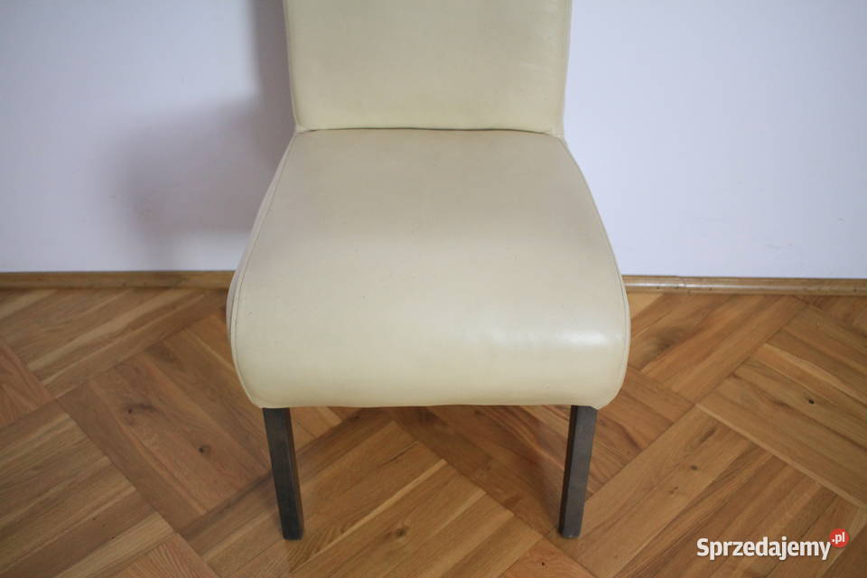 Krzesła tapicerowane jasna skóra 6 sztuk Pszczyna
