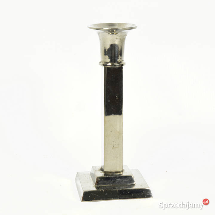 Niklowany świecznik klasycystyczny Francja lata Warszawa