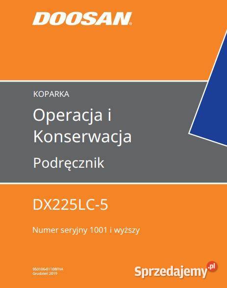 Doosan DX225LC5 instrukcja obsługi instrukcja motoryzacja, transport Kielce