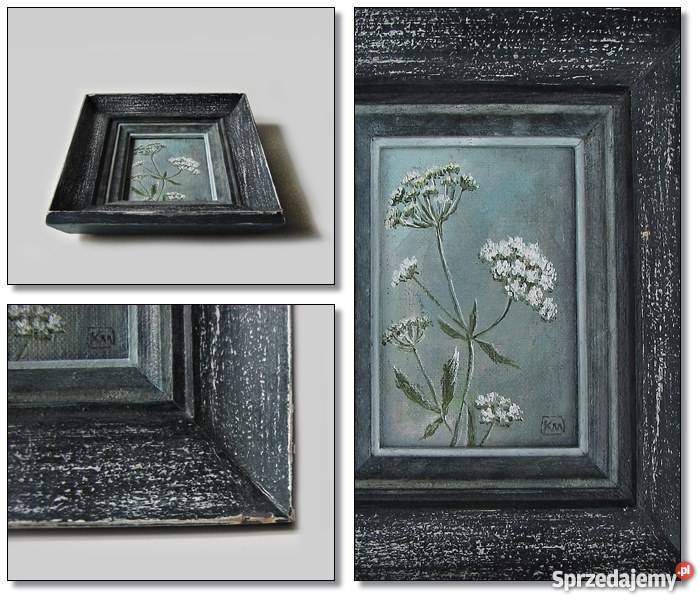 obraz olejny w ramie pejzaż kwiaty łąka Poznań