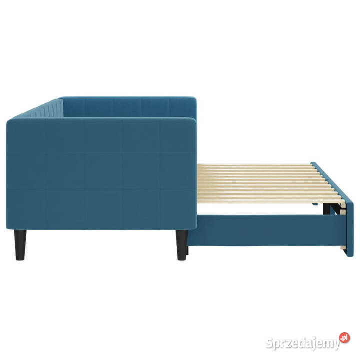 Sofa rozsuwana niebieska aksamit 80x200 mazowieckie Warszawa