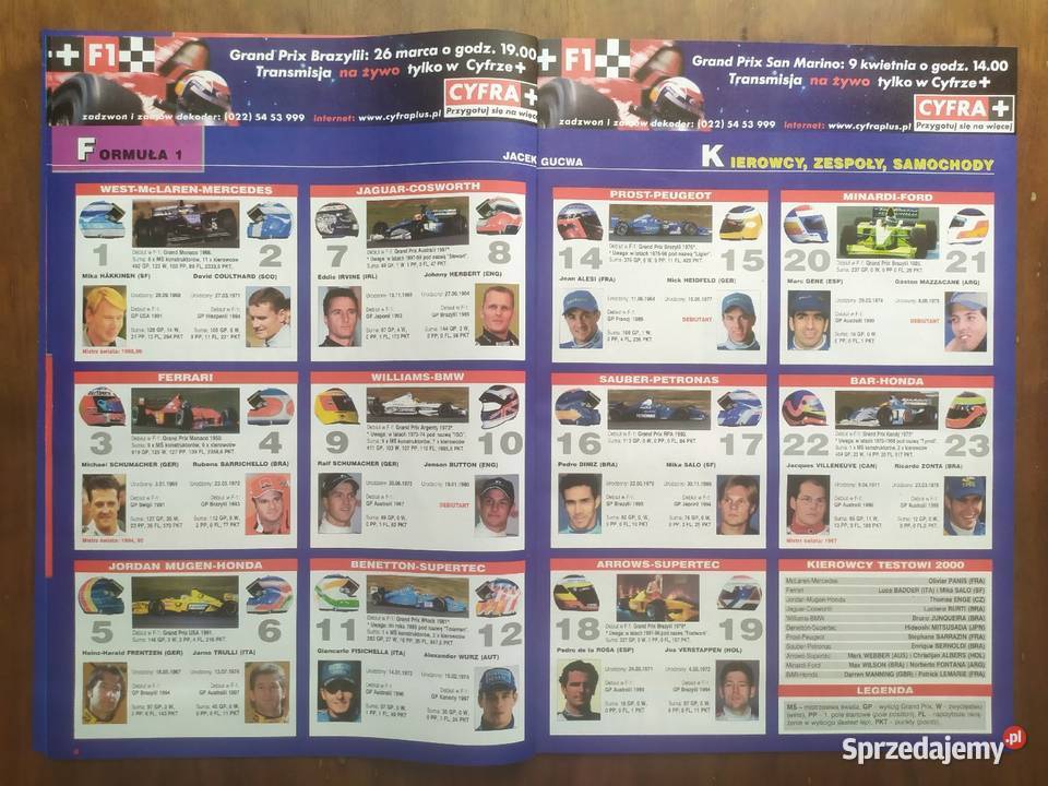 Skarb kibica formuła 1 sezon 2000 sprzedam