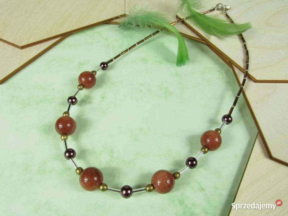 Naszyjnik kula piasek pustyni brązowy złoty Katowice