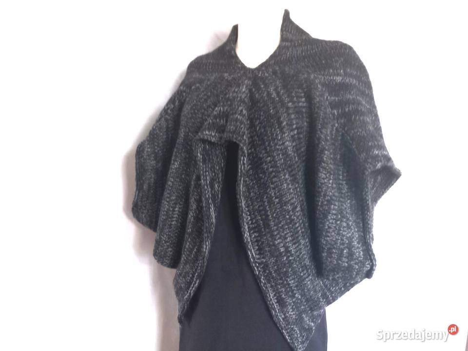 Ponczo damskie Sweter czarny r MXL dzianina NOWE biały Białystok