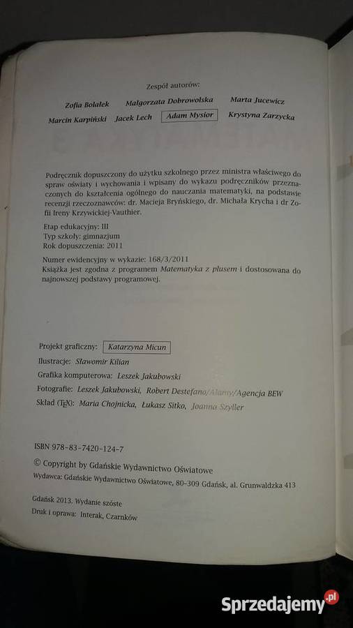 matematka 3 gimnazjum szkolne podręczniki Warszawa