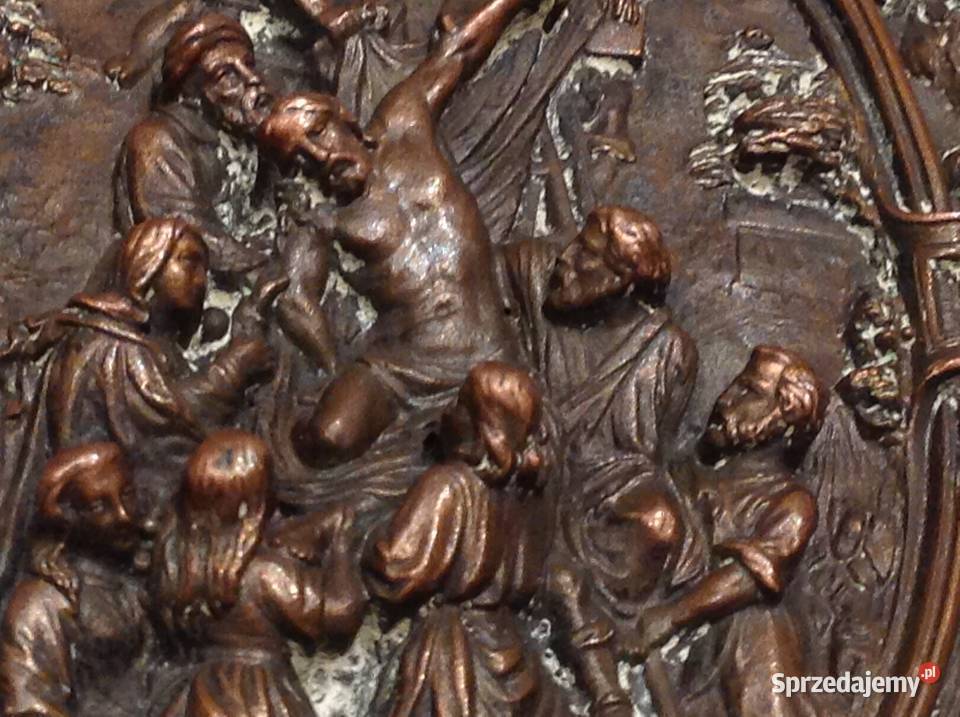 Stara Płaskorzeźba Miedziana Obrazek Święty Nowa Sól