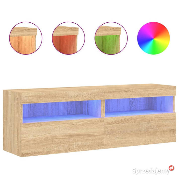 Ścienne szafki TV z LED 2 dąb sonoma 60x30x40 Warszawa