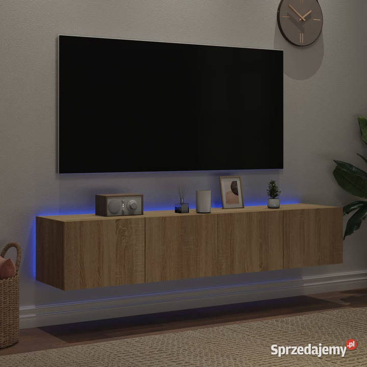 Ścienne szafki TV z LED 2 dąb sonoma 80x35x31 Warszawa