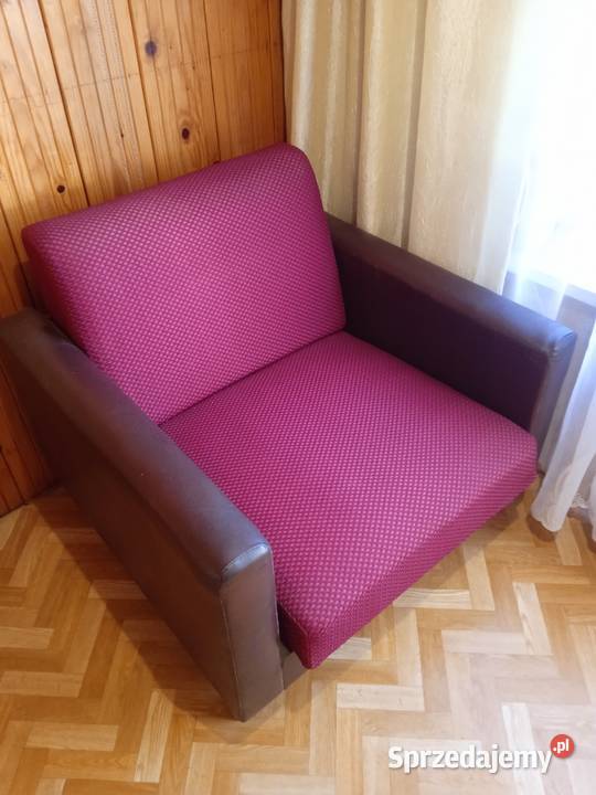 Fotel rozkładany styl PRL bordo vintage antyk świętokrzyskie