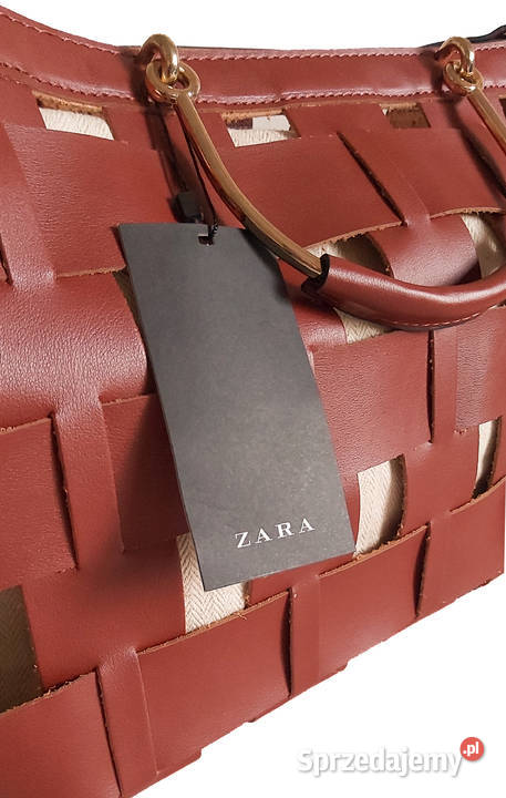 Skórzana pleciona torba tote Zara NOWA Moda i Styl Kraków