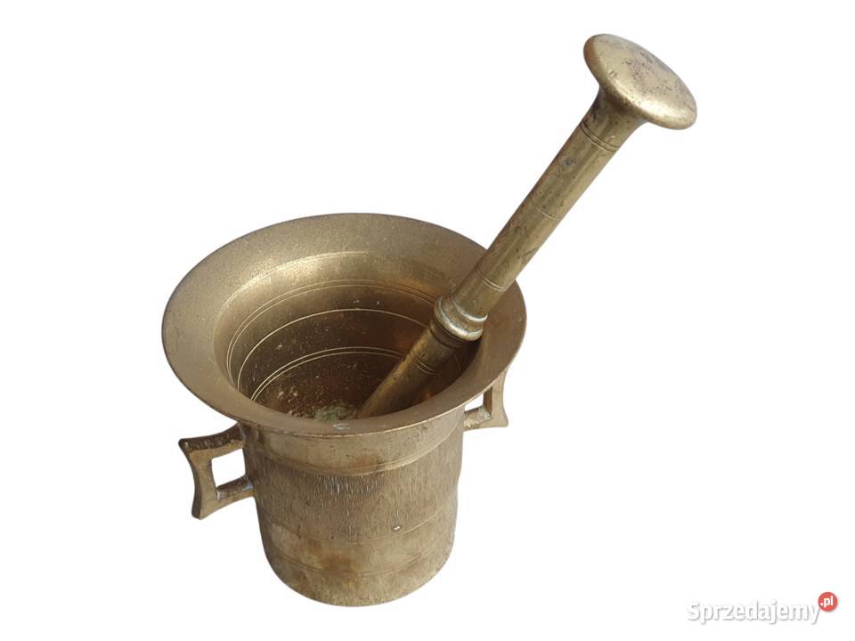 Stary mosiężny moździerz kuchenny sygnowany lata Cieszyn