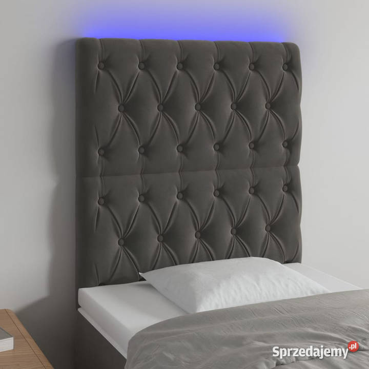 Zagłówek do łóżka z LED ciemnoszary 80x7x118128 Ramy i stelaże mazowieckie Warszawa