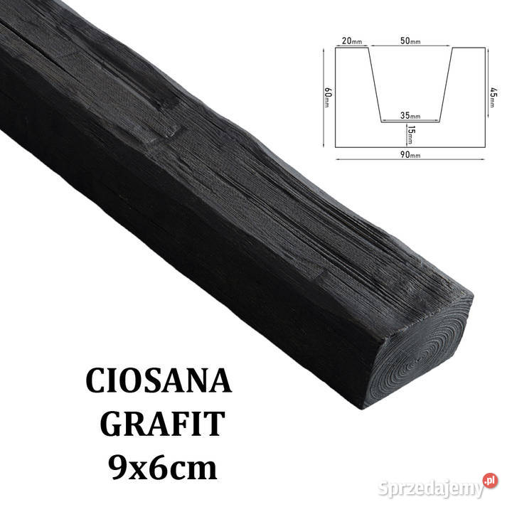 Belka Rustykalna Ciosana 9x6 GRAFIT Panele dekoracyjne Gdów