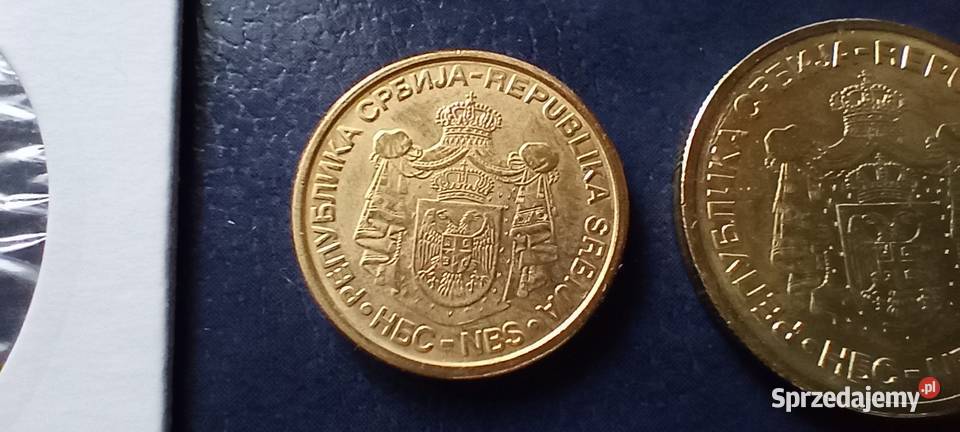 Stare monety 1 i 5 dinar 2005 Serbia Numizmatyka Lesko