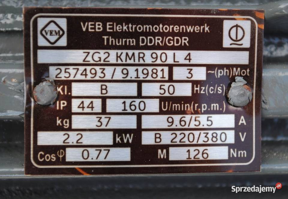 Motoreduktor kołnierzowy 22kw 160obrmin VEM Pozostałe Kargowa