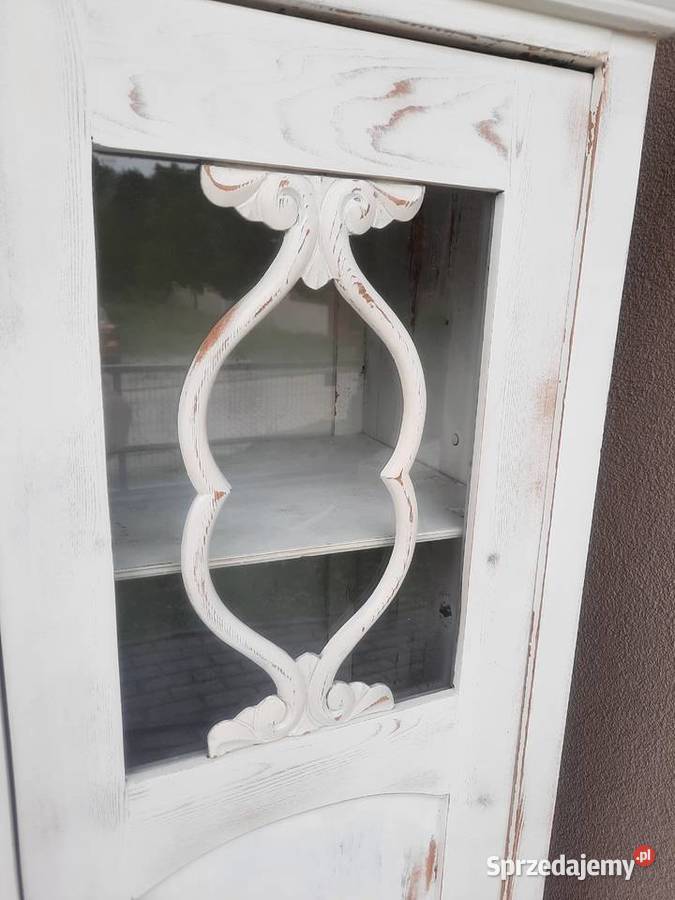 Stary międzywojenny słupek szafka shabby biały Tczew