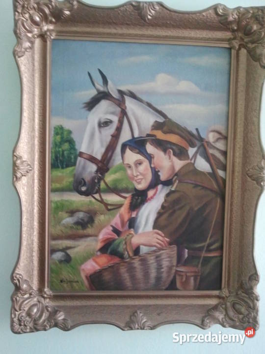 OBRAZ ŻOŁNIERZ Z KONIEM WJANICA Malarstwo Bielsko-Biała